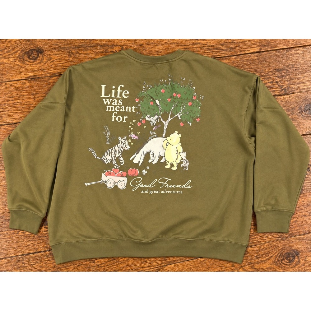 Disney Winnie The Pooh Friends Fall Apple Crew Neck Sweatshirt Characters 3X NWT